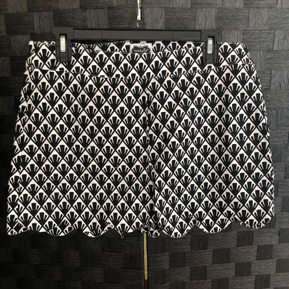 Black and White Scalloped Formal Shorts